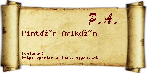 Pintér Arikán névjegykártya